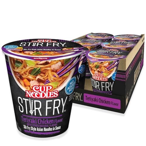 Nissin Cup Noodles Stir Fry Noodles in Sauce, Teriyaki Chicken, 2.89 Ounce (Pack of 6) - Teriyaki Chicken - 2.89 Ounce (Pack of 6)