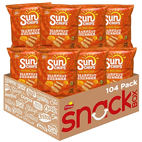 SunChips Multigrain Snacks, Harvest Cheddar, 1 Ounce (Pack of 104) - Harvest Cheddar - 104 Count