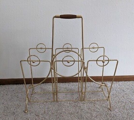 Vintage Mid Century Modern Atomic Era Brass Metal Magazine Rack Stand Holder  | eBay