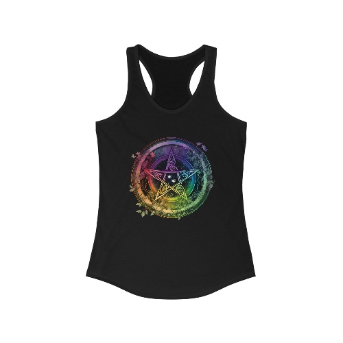 Rainbow Pentagram Tank Top - M / Solid Black