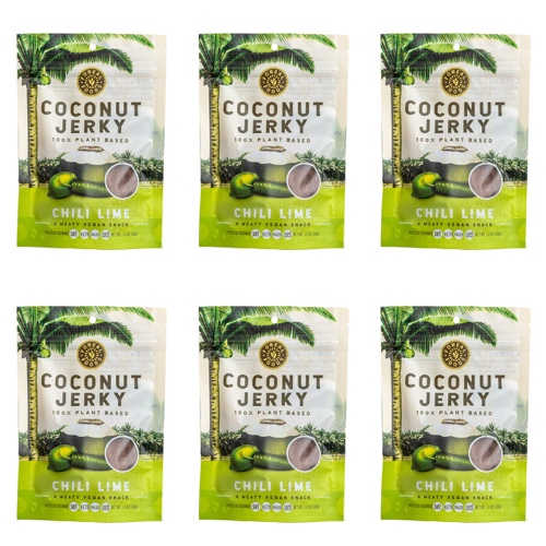 COCOBURG Vegan Coconut Jerky - Chili Lime Flavor 6-pack | Paleo, Vegetarian, Keto, Gluten Free, Soy Free, Natural, Plant Based, Clean, Whole 30, Low-Carb, Non-GMO, Healthy Snack | 6 bags ( 1.5oz ) - Chili Lime
