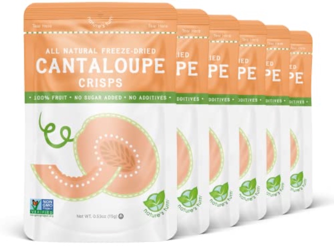 Nature’s Turn Freeze-Dried Fruit Snacks, Cantaloupe Crisps, Pack of 6 (0.53 oz Each) - Cantaloupe - 0.53 Ounce (Pack of 6)
