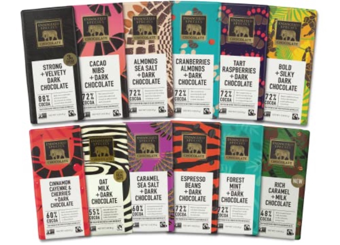 Endangered Species Chocolate Bars Vegan & Gluten Free, 3 Ounces - Assorted Variety Pack (12 Count)