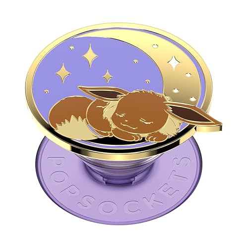 POPSOCKETS Phone Grip with Expanding Kickstand, PopSockets for Phone, Pokemon - Enamel Sleeping Eevee - Adhesive - Sleeping Eevee