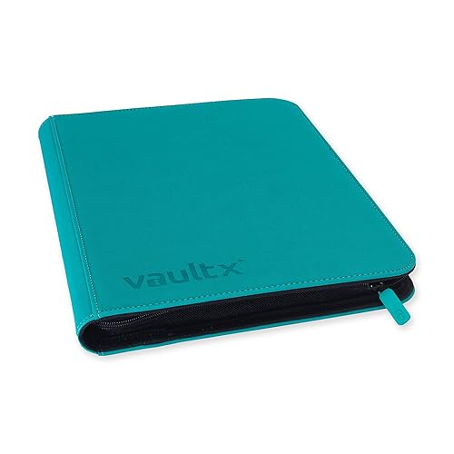 Vault X Premium Exo-Tec Zip Binder 9 Pocket, 20 Double-Sided Pages, 360 Side-Loading Slots for Board, Collectible or Trading Card Game Protective Folder Album - Teal