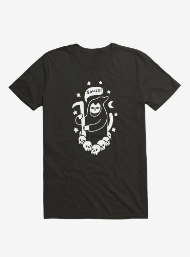 Cat Searching For Souls Reaper Black T-Shirt