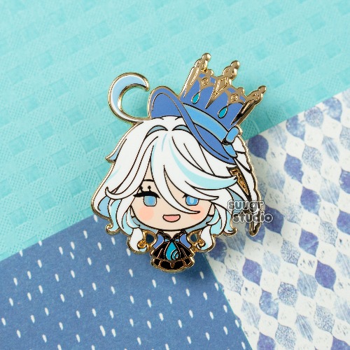BACKORDER - Genshin Impact Furina/Focalors Fontaine Hard Enamel Pin - [A Grade] / Simple Rubber Back