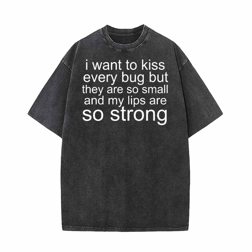 I Want To Kiss Every Bug T-shirt - Black / M (Bust 104 cm)