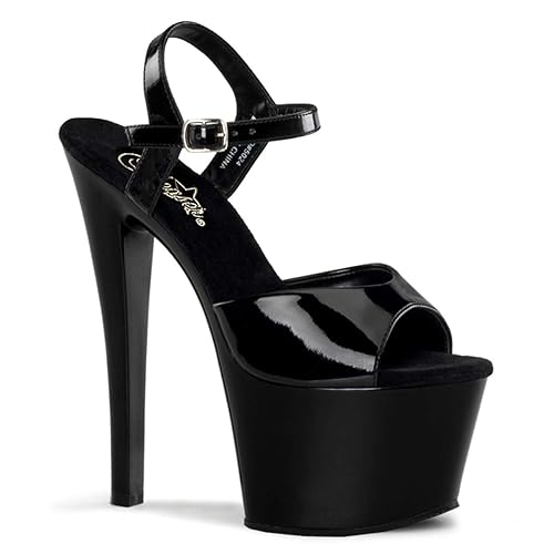 Pleaser Women's Sky-309 Platform Sandal - 7 - Black Patent/Black