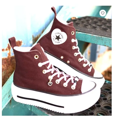 Converse Chuck Taylor All Star Lift Double Stack Charms High-Top Sneaker - Bordeaux / Pink