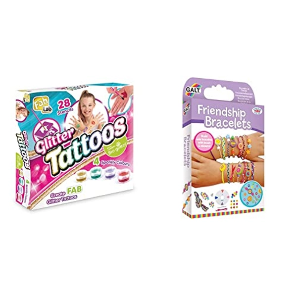 FabLab FL003 Glitter Tattoos, Mixed & Galt Toys, Friendship Bracelets, Craft Kit for Kids, Ages 7 Years Plus