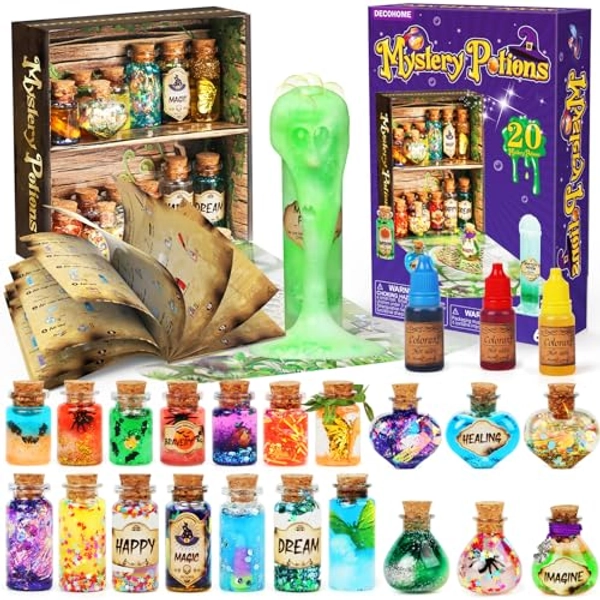 DECOHOME Mystery Potions Kit for Kids, 20 Magic Mix Wizard Potion Bottles, Craft Toys Creative Christmas Birthday Gifts for Boys & Girls Age 6 7 8 9 10+