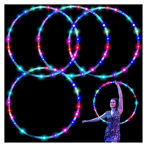 4Pack LED Hoop Dance Exercise Light Up Hoop for Kids Adults Children, 36in24inFitness Equipment Weight Loss Auto Color Changing Strobe Glow Light, Hooper Hoop(2*AA Batteries are Needed. Not Included) - 4pcs--36inch