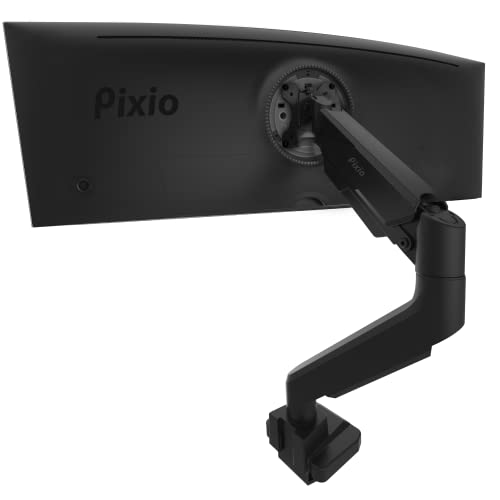 Pixio PS2S Ultrawide Heavy-Duty Premium Single Monitor Arm Stand Desk Mount - Fits up to 49 inches Monitors, Weights up to 39lbs Flat / 31lbs Curved, Compatible with VESA 75x75mm 100x100mm - Single Heavy-Duty Monitor Stand - Black