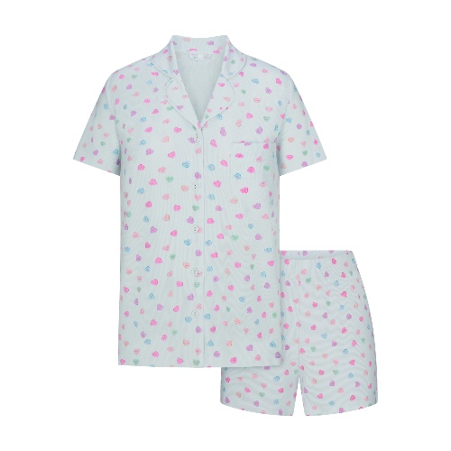 SOFT LOUNGE SHORT SLEEP SET | CLOUD CANDY HEART PRINT | XXS