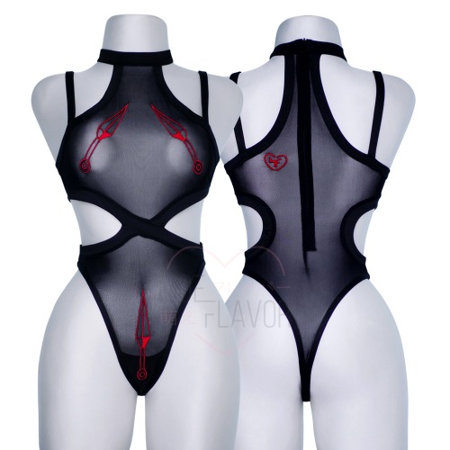 Slice Mesh Bodysuit - Black / XS/S