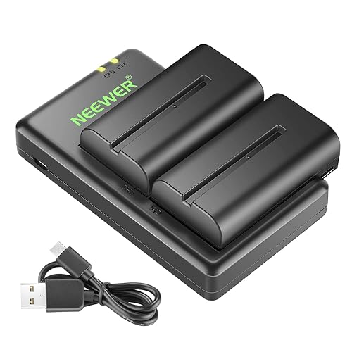 Neewer NP-F550 Battery Charger Set Compatible with Sony NP-F970 F750 F770 F960 F550 F530 F330 F570 CCD-SC55 TR516 TR716 TR818 TR910 TR917, Led Light/Monitor/Camera Slider (2 Pack, Black) - black