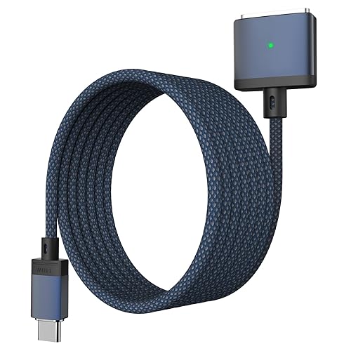 USB-C to Magnetic 3 Cable Compatible with Magsafe Charging Cable for 14” 16” MacBook Pro 2024 M3 Pro & Max, MacBook Air 2022 M2, MacBook Pro 2023 M2 Pro & Max - 6.6ft - Blue