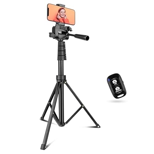 Aureday 67" Phone Tripod&Camera Stand, Selfie Stick Tripod with Remote and Phone Holder, Perfect for Selfies/Video Recording/Vlogging/Live Streaming - 67-in