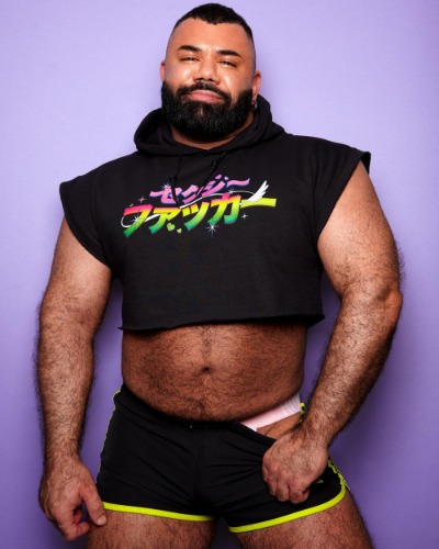 Anime style mens hoodie crop top. | 2X