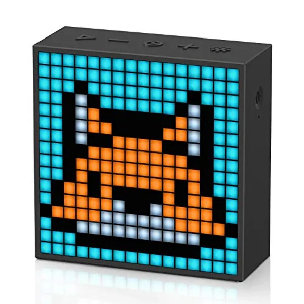 Divoom TimeBox Evo -- Pixel Art Bluetooth Speaker with 16x16 LED Display APP Control - Cool Animation Frame & Gaming Room Setup & Bedside Alarm Clock- Black