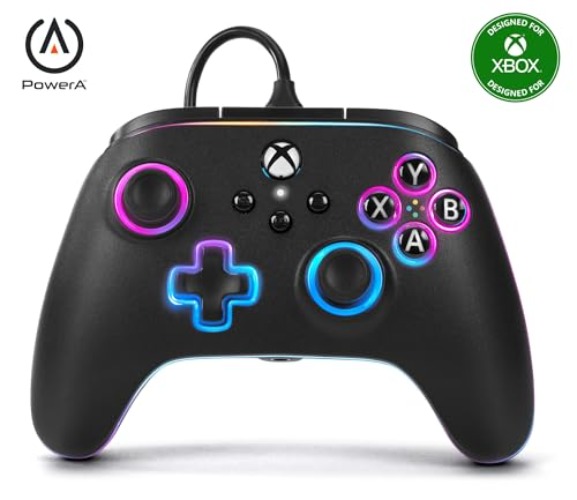 PowerA Advantage Wired Controller for Xbox Series X|S with Lumectra - Black, Gamepad, Wired Video Game Controller, Gaming Controller, works with Xbox One and Windows 10/11, Officially Licensed - SINGLE - Black