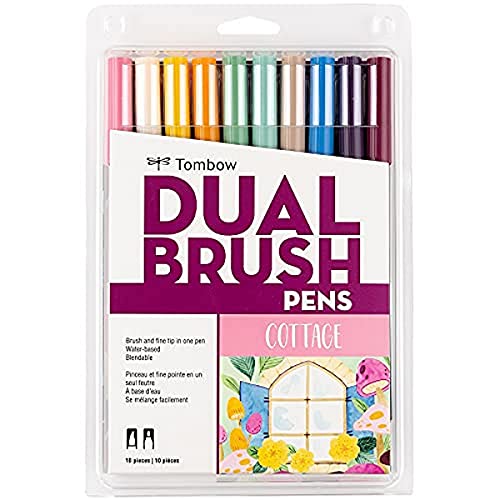 Tombow Dual Brush Pen Set, 10-Colors, Cottage