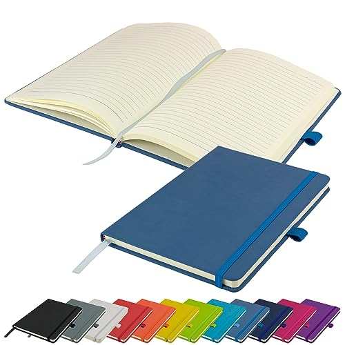 A5 Notebook Writing Pad New Lined Hardback Journal Notepad Notes Diary Pad (Light Blue) - Light Blue