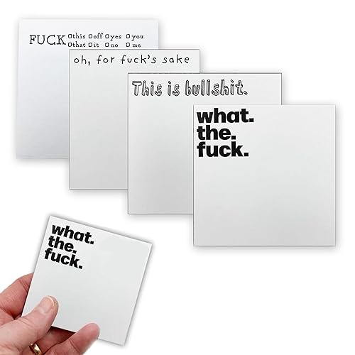Small Sticky Notes, 4PCS Sticky Notes Set, What The Fuck Sticky Notes Novelty Office Supplies, Rude Posted Notes Desk Accessories Christmas Gifts, Funny Gifts for Friends Co-Workers Boss - B