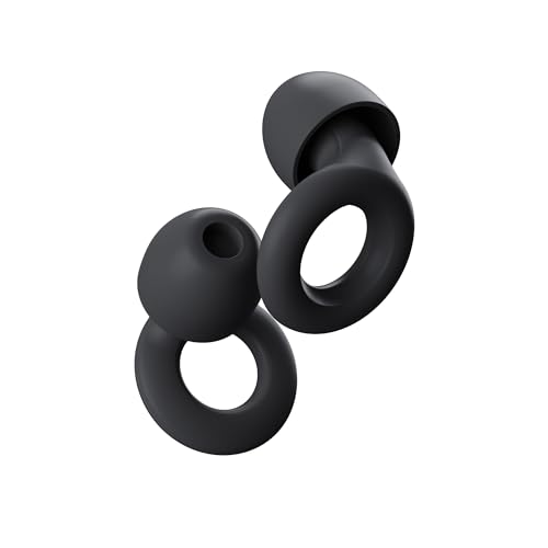 Loop Quiet - Ear Plugs for Sleep – Super Soft, Reusable Hearing Protection in Flexible Silicone for Noise Reduction & Flights - 8 Ear Tips in XS/S/M/L - SNR 24dB & NRR 14 Noise Cancelling - Black - Black