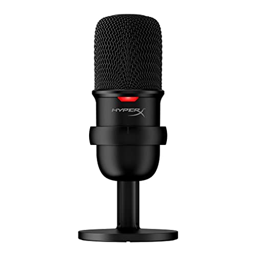 HyperX SoloCast – USB Condenser Gaming Microphone, for PC, PS4, PS5 and Mac, Tap-to-Mute Sensor, Cardioid Polar Pattern, great for Streaming, Podcasts, Twitch, YouTube, Discord,Black - Microphone - Black