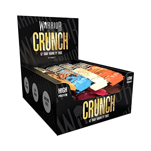 Warrior Crunch - High Protein Bars - 20g Protein Each Bar - Low Carb, Low Sugar Snack - 12 Pack x 64g (Variety Pack) - Variety Pack - 12 Count (Pack of 1)