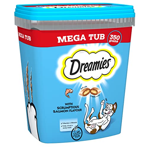 Dreamies Cat Treats, Tasty Snacks with Delicious Salmon Flavour, Pack of 2 (2 x 350 g) - Salmon