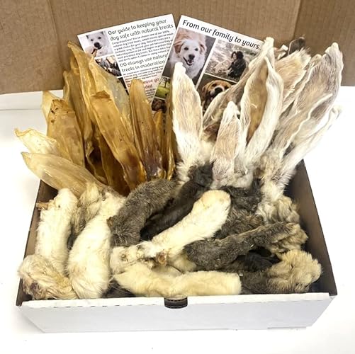 100% Natural Dog Treat Box: The BUNNY BOX (700g of rabbit dog treats including rabbit feet and rabbit ears) LSP