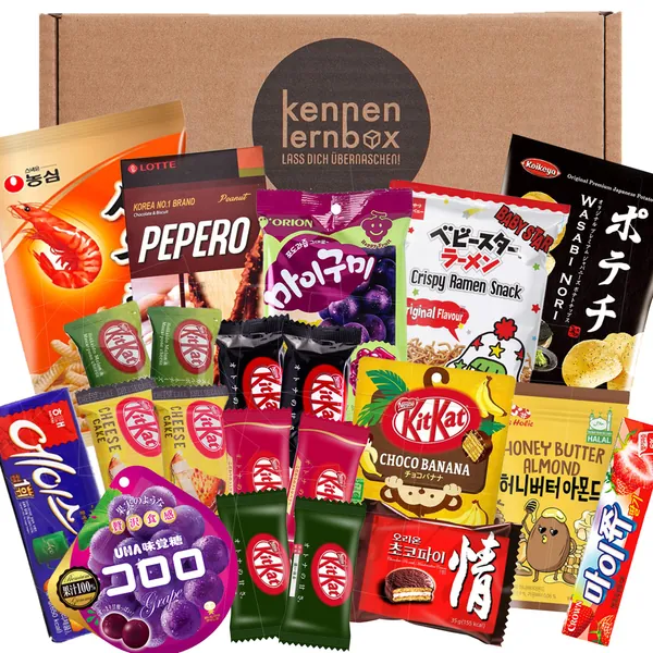 Asia Mix, kennismakingsdoos met 21 populaire snoepjes uit Korea en Japan, cadeau-idee voor speciale gelegenheden
