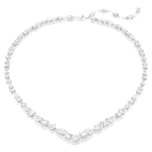 Mesmera necklace, Mixed cuts, White, Rhodium plated