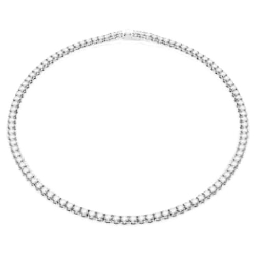 Matrix Tennis necklace, Round cut, White, Rhodium plated