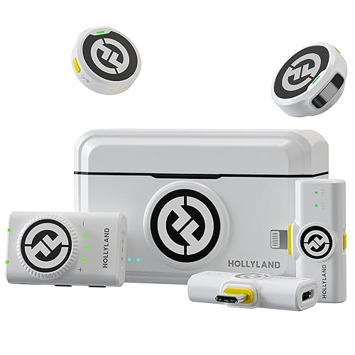 Hollyland Lark M2 Wireless Lavalier Mikrofon (2TX+3RX) für Kamera, iPhone, Android, PC, 48kHz/24 bit Hi-Fi Audio 40H Dauer 300m Reichweite, ENC Antischall Ansteckmikrofon kabellos für Vlog - Weiß - la version Combo - Weiß