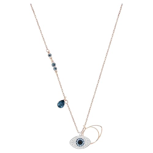 Swarovski Symbolic pendant - Symbolic Evil Eye Necklace - Blue-Rose Gold toned