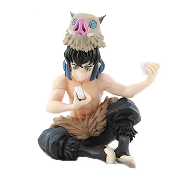 AGSIXZLAN Demons Slayer Figure,PVC Action Tanjiro Figure Toys,5.51 Inch Q Version Kimetsu No Yaiba Anime Figure Set,Action Cartoon Statue Doll Figurine Set Anime Model (Hashibira Inosuke)