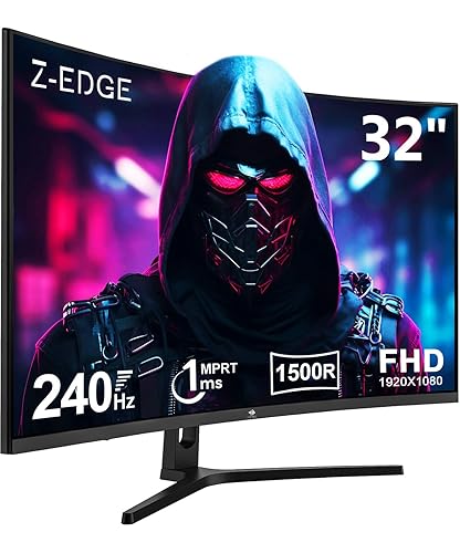 Z-Edge 32-inch Curved Gaming Monitor 16:9 1920x1080 240Hz 1ms Frameless LED Gaming Monitor, UG32P AMD Freesync Premium Display Port HDMI - UG32P 240Hz