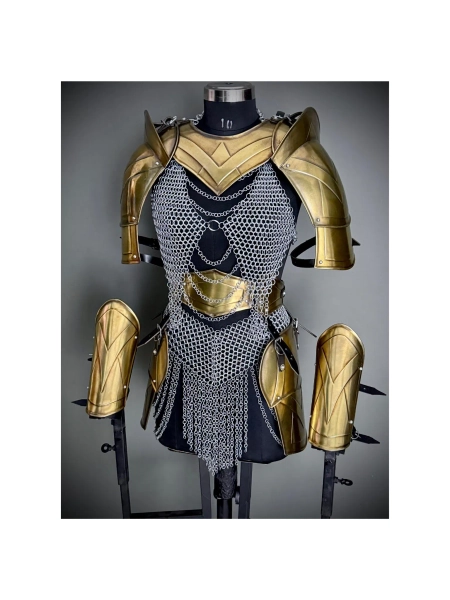 Brave Lady Steel Cuirass Armor: Medieval Chainmail LARP Cosplay