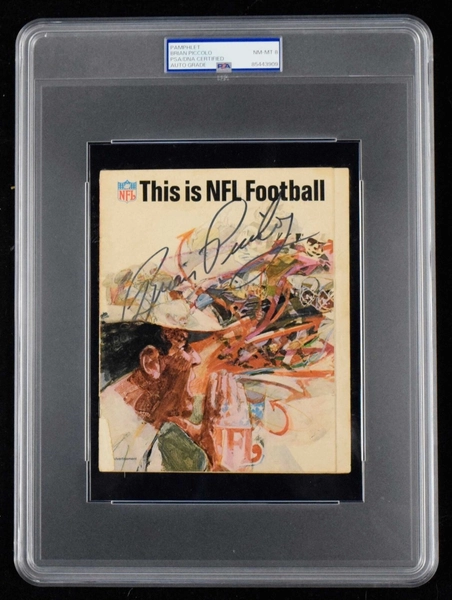 Brian Piccolo  Autograph Signed 5.75x7 NFL Pamphlet  PSA/DNA Auto 8 Bear