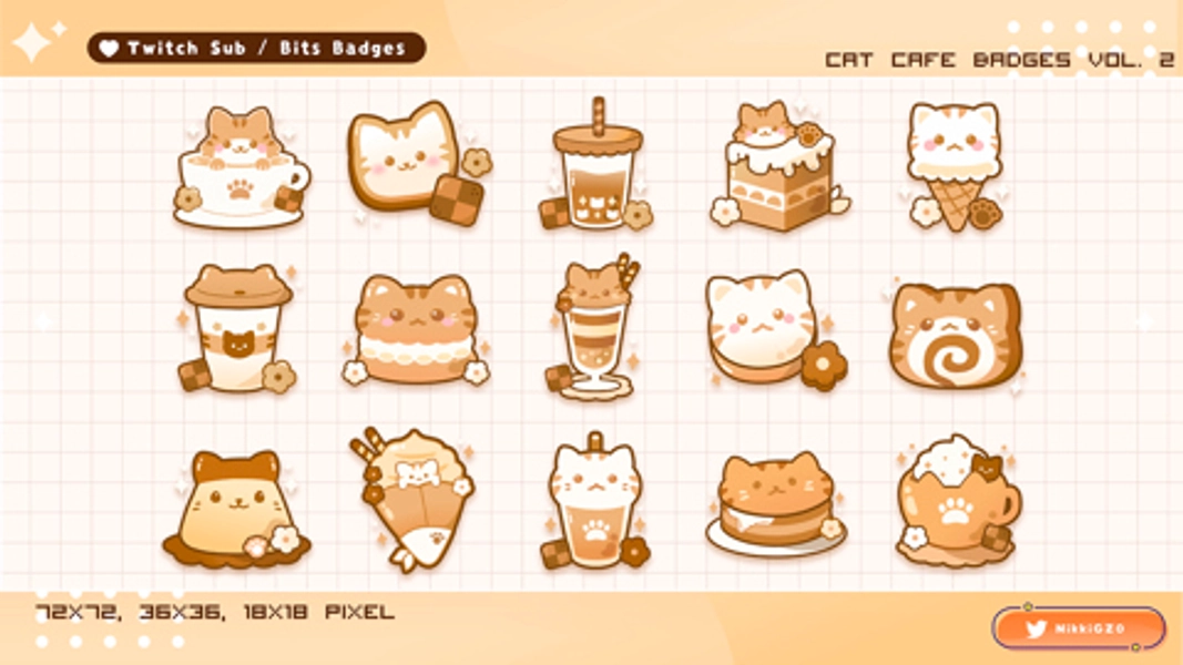 Cat Cafe: Twitch Badges (Vol 2)