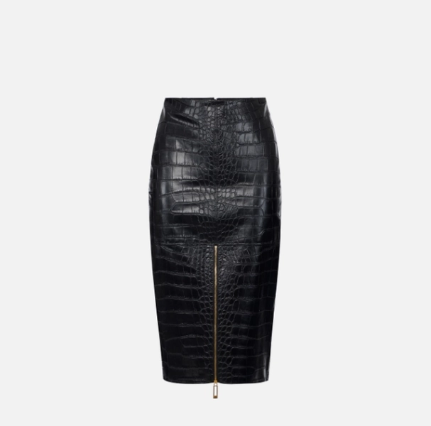 Elisabetta Franchi Crocodile print textured skirt GO10856E2 - Dorianne