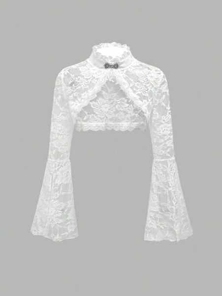 ROMWE Gothic Style Split Hem Lace Vest