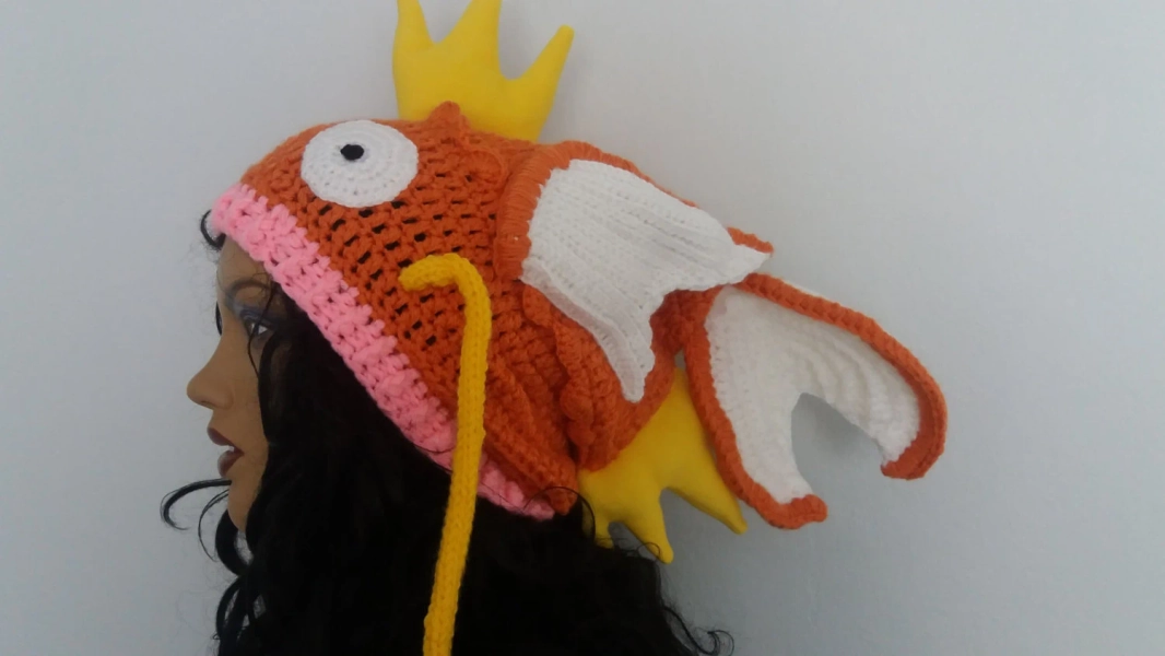Magikarp inspired crochet hat,Magikarp bannie