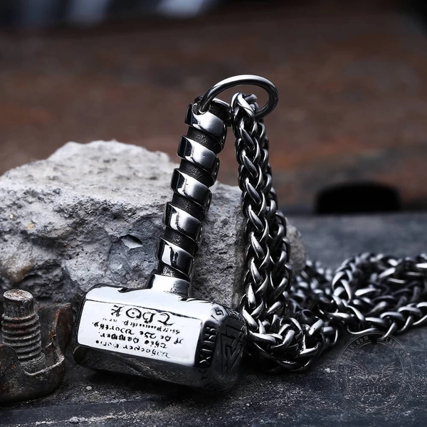 Thor's Hammer Valknut Stainless Steel Viking Necklace