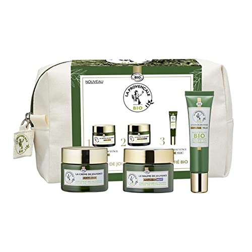 La Provençale - Trousse Rituel Jouvence Anti-Âge 3 Produits - Huile d’Olive Bio AOP Provence - Pour Tous Types de Peaux, Même Sensibles - Trousse Rituel Jouvence Anti-Âge