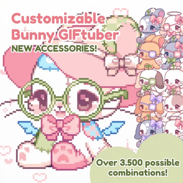 ♡ Customizable Bunny GIFtuber - NEW ACCESSORIES!! ♡ by Skii Ryu (@skiiryu)